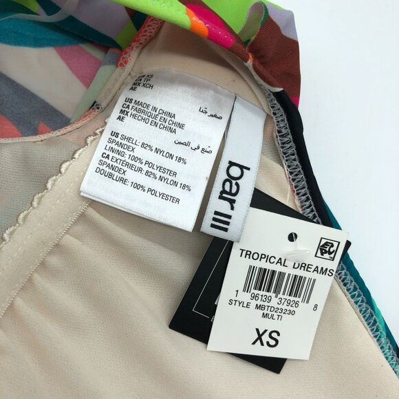 Bar III Tropical Dreams Multicolor Halter Cowl Neck One Piece Swimsuit XS - Picture 5 of 6